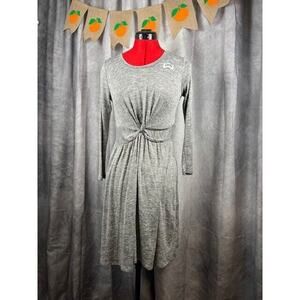 Paisley Sky Girls Knit Long-Sleeve Skater Dress Hi-Lo Hem Gray Marbled L